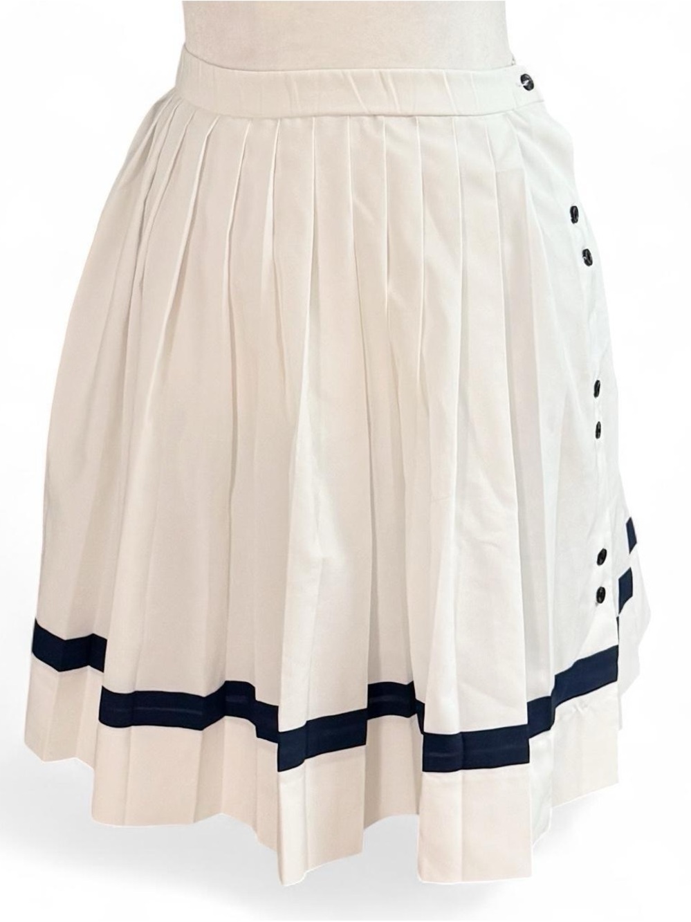 Vintage Alyssa White & Navy Pleated Tennis Skirt Size 8